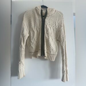 Free People Cream Cable Knit Turtleneck Sweater